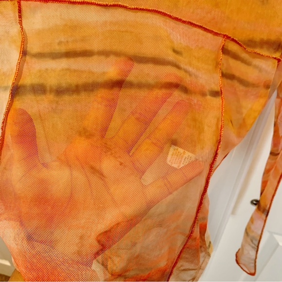 PrettyLittleThing Mesh High Neck Bodysuit Orange Size 4 - Picture 7 of 8